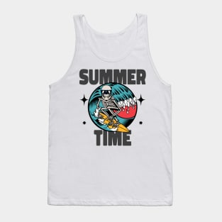 Summer Time Skeleton Surfing Tank Top